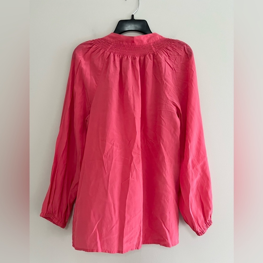 Lilly Pulitzer Elsa 100% Silk Long Sleeved Blouse Top in Parigi Pink, size M - Picture 3 of 10